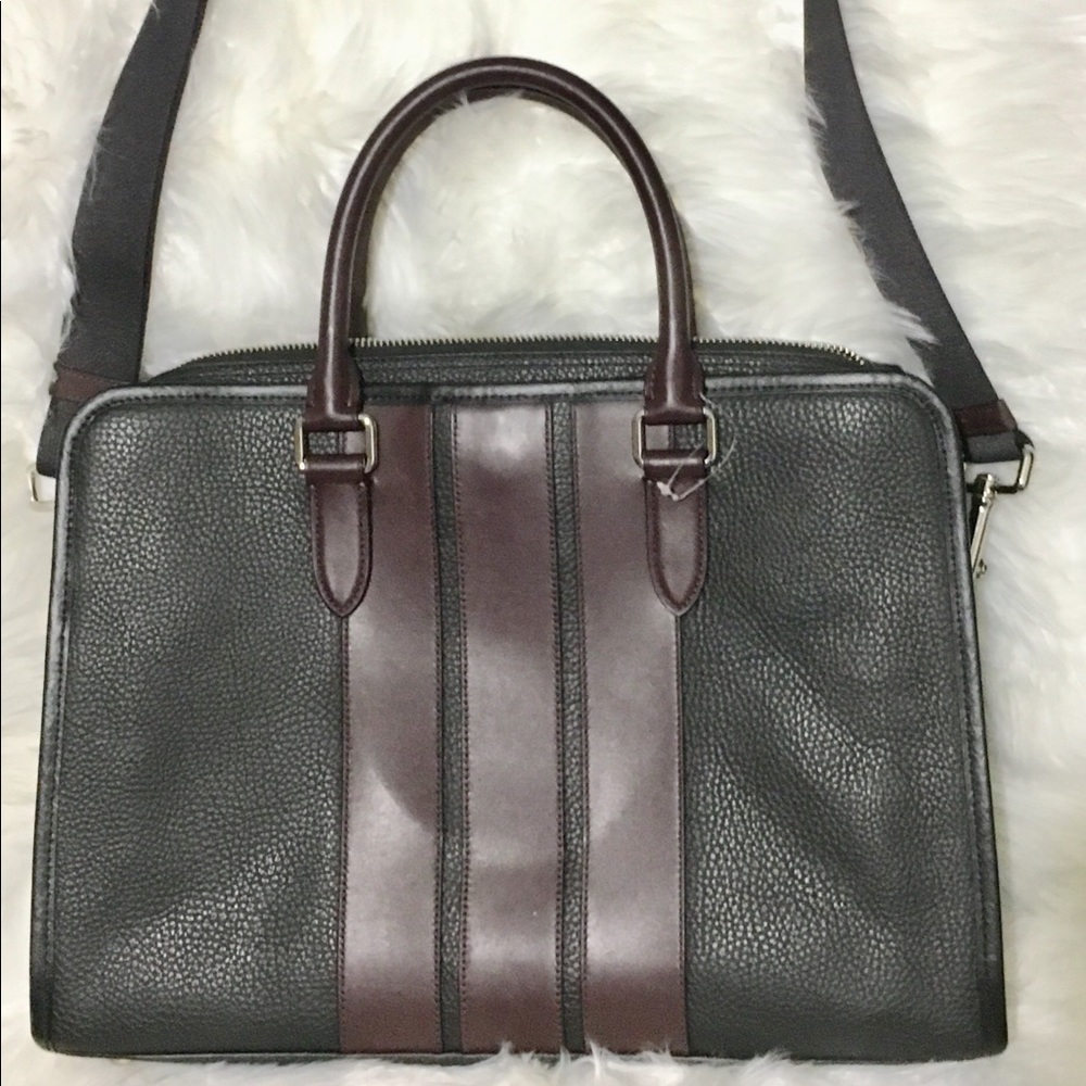 Coach Black Leather Crossbody Briefcase Bag